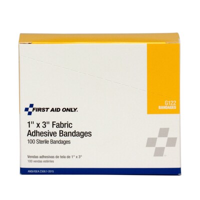 First Aid Only 1 x 3 Fabric Adhesive Bandages, 100/Box (FAOG122)