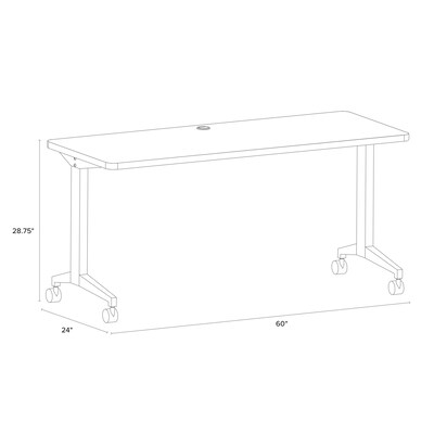 Hirsh Modern T-Leg Table Desk with Rounded Corner T-Mold Top, Arctic Silver/White (24373)