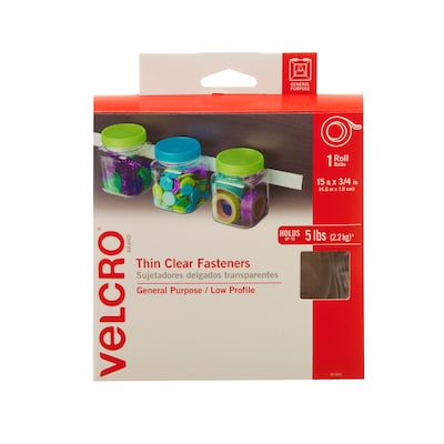 Velcro® Brand 3/4 x 15' Sticky Back Hook & Loop Fastener Roll, Clear  (91325)