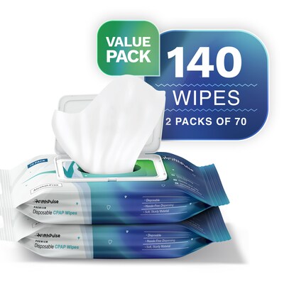 FifthPulse Disposable CPAP Wipes, Unscented Infused with Aloe Vera, Alcohol-Free Cleaning Wipes, 140