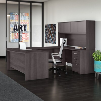 Bush Business Furniture Studio C 72"W U Shaped Desk with Hutch and Mobile File Cabinet, Storm Gray (STC003SG)