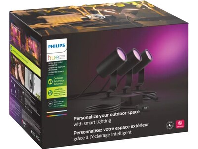 Philips Hue Lily LED 3-Piece Outdoor Spotlights, Black  (1746730V7)