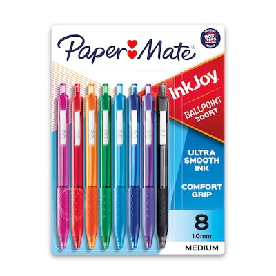 Paper Mate InkJoy 300RT Retractable Ballpoint Pen, Medium Point, Assorted Ink, 8/Pack (1945921)
