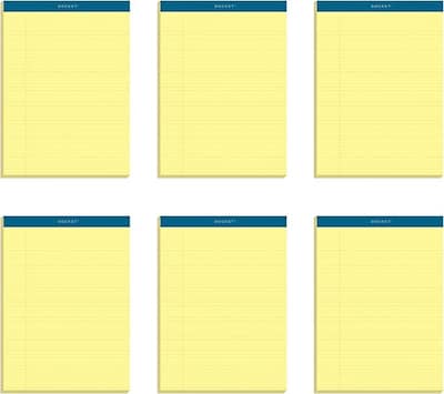 TOPS Docket Notepads, 8.5 x 11.75, Wide, Canary, 100 Sheets/Pad, 6 Pads/Pack (TOP 63387)