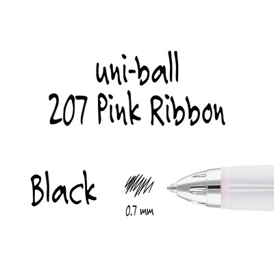 uni-ball 207 Pink Ribbon Retractable Gel Pens, Medium Point, 0.7mm, Black Ink, 36/Pack (2003896)