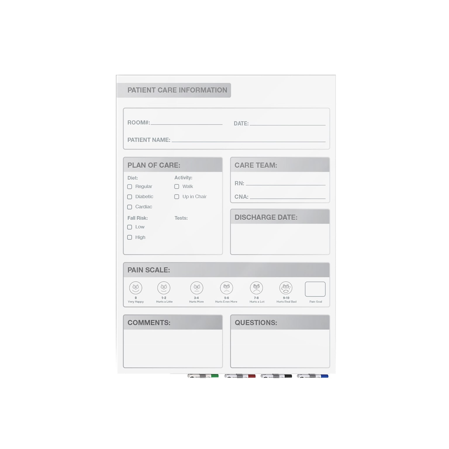 Ghent Aria Patient Room Magnetic Glass Dry-Erase Whiteboard, 3H x 2W (GRPARIASM11P-23)