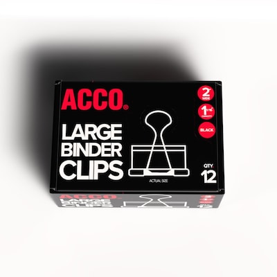 ACCO® Large Binder Clips, Non-Slip Grip, Dozen (72100)