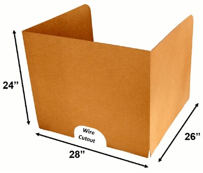 Classroom Products Foldable Cardboard Freestanding Privacy Shield, 24H x 28W, Kraft, 10/Box (2410