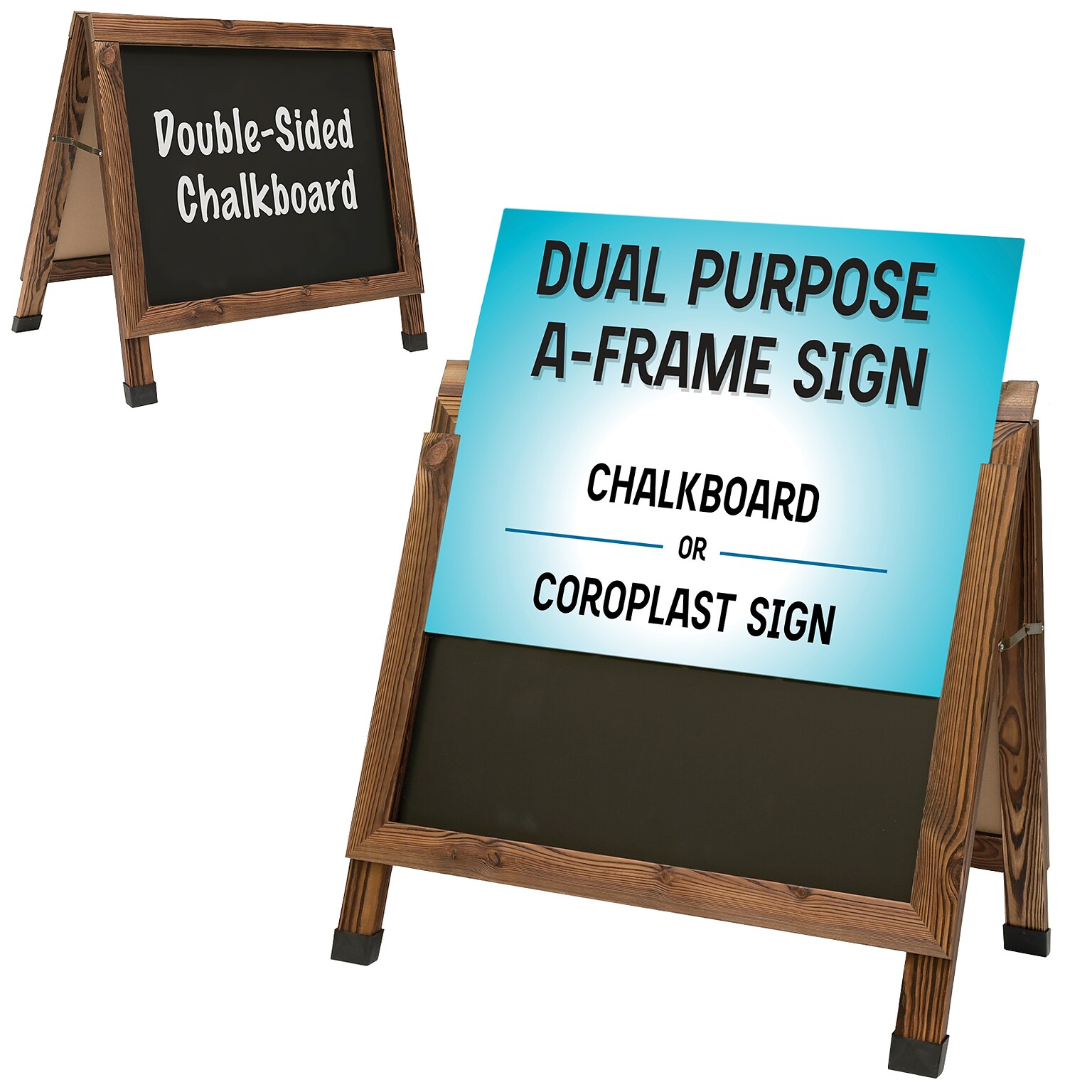 Excello Global Products 18x24 Chalkboard Coroplast Combo A-Frame, Brown (EGP-HD-0534-BN)