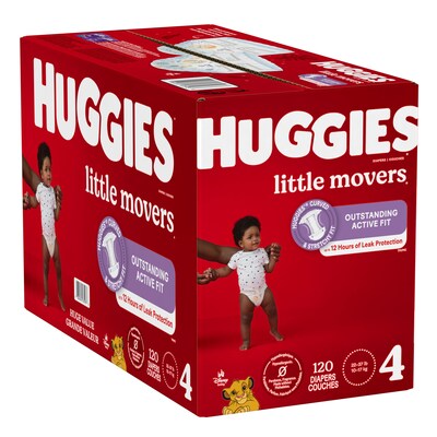 Huggies Little Movers Baby Diapers, Size 4, 120/Carton (53593)