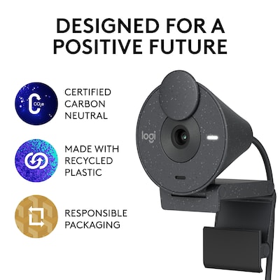 Logitech Brio 300 HD 1080p Webcam, 2 Megapixels, Graphite (960-001497)