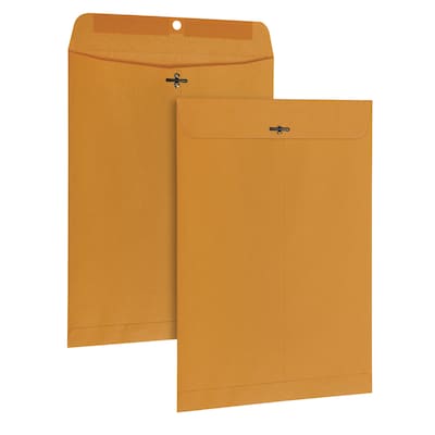 Quality Park Clasp & Moistenable Glue Kraft Catalog Envelopes, 9" x 12", Kraft, 100/Box (QUA37790)