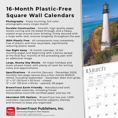 2025 BrownTrout Atlantic Coast Lighthouses 12" x 12" Monthly Wall Calendar (9781975475079)