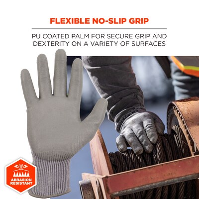 Ergodyne ProFlex 7024 PU Coated Cut-Resistant Gloves, ANSI A2, Gray, Medium, 12 Pair (10393)