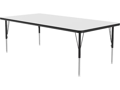 Correll Rectangular Activity Table, 72 x 30, Height-Adjustable, Frosty White/Black (A3072DE-REC-80