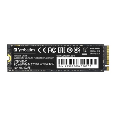 Verbatim Vi3000 PCIe NVMe M.2 1TB M.2 PCI Express Internal Solid State Drive (49375)