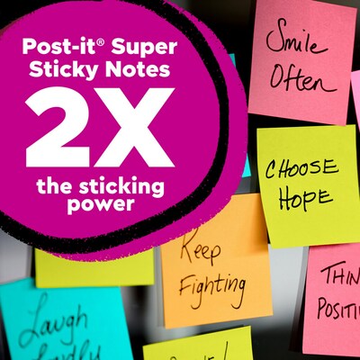 Post-it Super Sticky Notes, 4 x 4, Supernova Neons Collection, Lined, 90  Sheet/Pad, 6 Pads/Pack (6