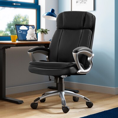 Serta Big & Tall Ergonomic Faux Leather Executive Big & Tall Chair, 350 lb. Capacity, Black (43675OSS)