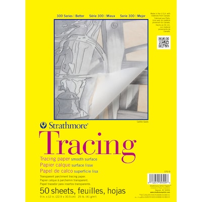 Strathmore 300 Series 9 x 12 Tape Bound Tracing Sketch Pad, 50 Sheets/Pad, 3/Bundle (STTP370903-3)