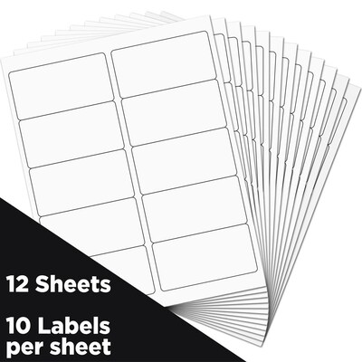 JAM Paper Address Labels, 2" x 4", White, 10 Labels/Sheet, 12 Sheets/Pack (4062901)