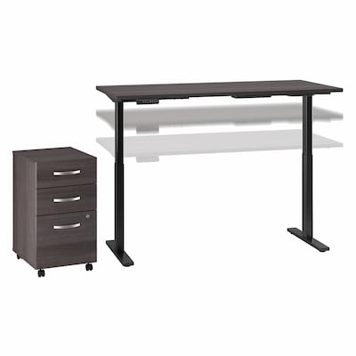 Bush Business Furniture Move 60 Series 60"W Electric Adjustable Desk w/ Storage, Storm Gray/Black Powder Coat (M6S005SGSU)