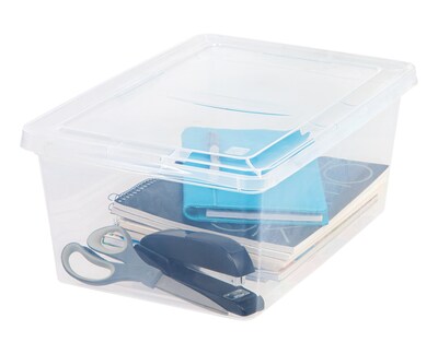 Iris 17 Quart Snap Top Plastic Snap Closure Storage Bin, Clear, 8/Pack (580043)