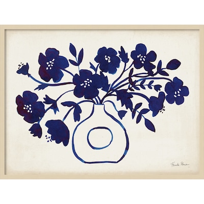 Amanti Art Modern Blue Vase II by Farida Zaman Wood Framed Wall Art Print, 41 x 31 (A42677389283)