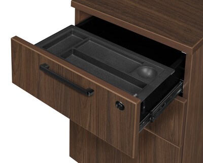 Regency Legacy 66 x 77 in. L Desk with Single Pedestal Drawer Unit, Neo Walnut (LLDSP663047NW)