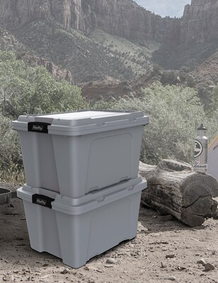 Hefty MAX Pro 72 Quart Storage Tote Gray, 6/Pack (7170HFTCOM52252