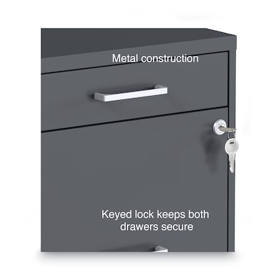 Alera® Soho 3 File-Drawer Vertical Standard File Cabinet, Letter Size, Lockable, 24.1"H x 14"W x 18"D, Charcoal (2806768)