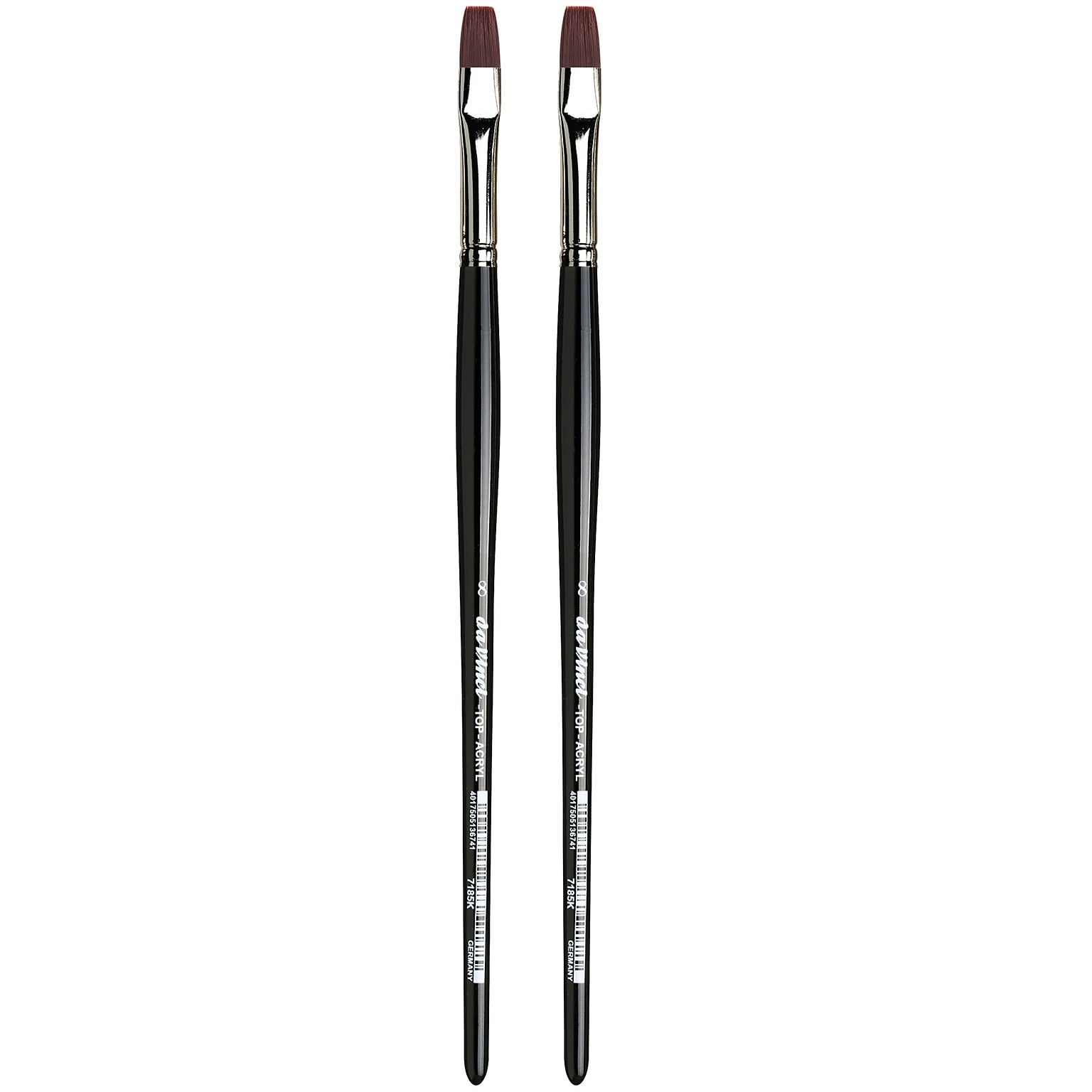 da Vinci TOP-ACRYL Oil and Acrylic Bright Red-Brown Flat Brush, 2 Brushes/Pack (DVXVA7185K8-2)