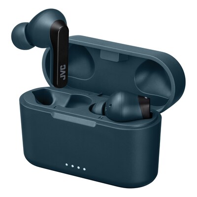 JVC RIPTIDZ True Wireless Earbuds with Charging Case, Bluetooth, Navy (HAA9TA)