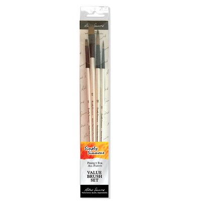 Daler-Rowney Simply Simmons Long Handle Oil and Acrylic Synthetic Brush Set, 4/Set, 2 Sets/Bundle (D