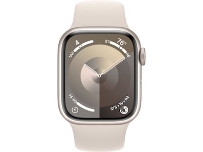 Apple Watch Series 9 (GPS) Smartwatch, 41mm, Starlight Aluminum Case with Starlight Sport Band, Medium/Large (MR8U3LW/A)
