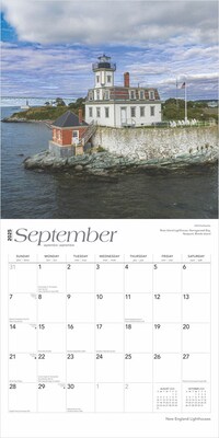 2025 BrownTrout New England Lighthouses 12" x 24" Monthly Square Wall Calendar (9781975475093)