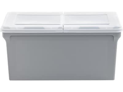Iris 12 Qt. Stack and Pull Clear Storage Box with Lid in Gray