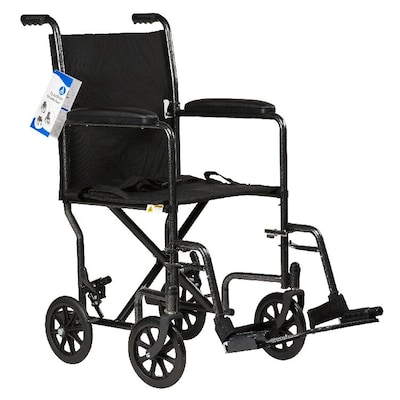 Dynarex DynaRide Transport Wheelchair with Swing-Away Foot Rest and Fixed Full Arm - 19 Seat (10243