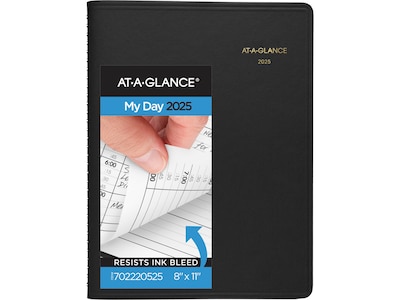 2025 AT-A-GLANCE 8.5 x 11 2-Person Daily Appointment Book, Faux Leather Cover, Black (70-222-05-25