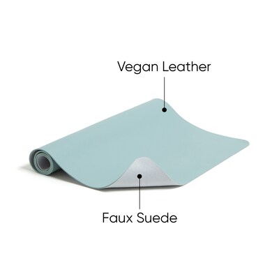 Smead Small Vegan Leather Anti-Slip Desk Pad, 23.6" x 13.7", Light Blue (SMD64840)