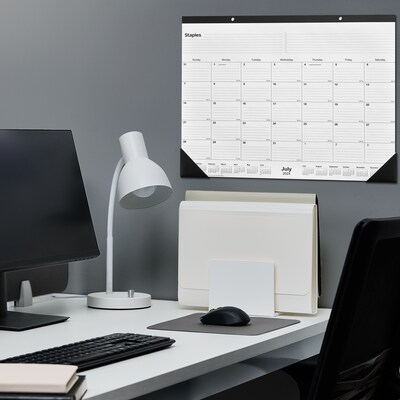 2024-2025 Staples 22" x 17" Academic Monthly Desk Pad Calendar, White/Black  (ST12952-23)