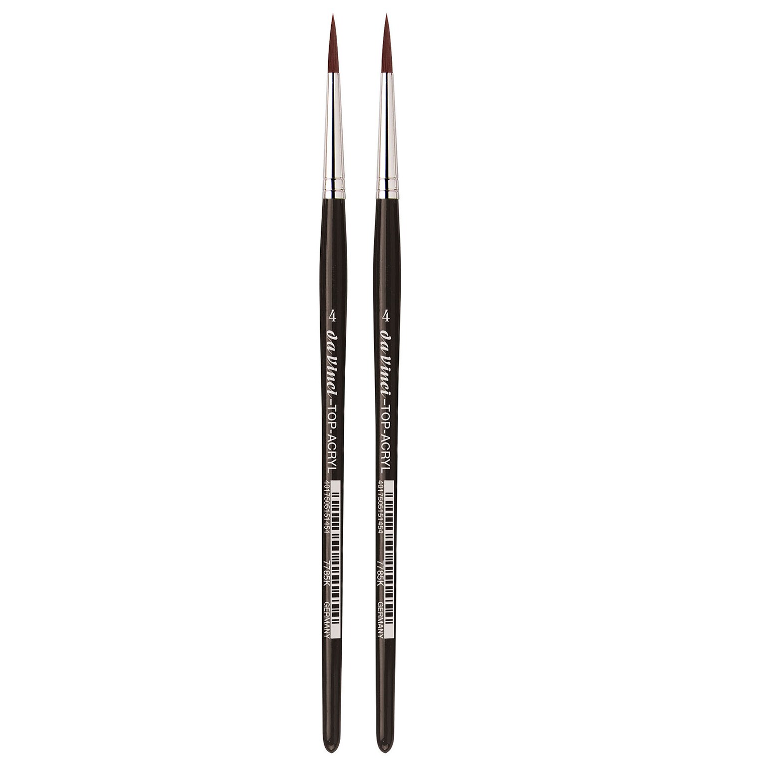 da Vinci TOP-ACRYL Red-Brown Brush, Synthetic, Acrylic & Oil, Round, Series 7785K, Size 4, 2/Pack (DVXVA7785K4-2)