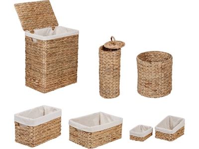 Honey-Can-Do Storage Baskets with Lids, Woven Water Hyacinth, Natural, 7-Piece Set (HMP-09359)