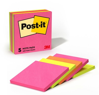 Post-it Notes, 4” x 4”, Poptimistic Collection, 100 Sheets/Pad, 5 Pads/Pack (675-5LAN)