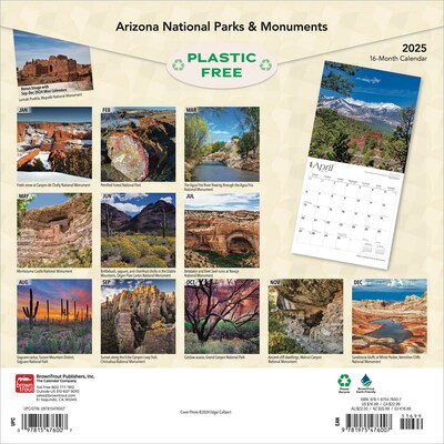 2025 BrownTrout Arizona National Parks & Monuments 12" x 12" Monthly  Wall Calendar (9781975476007)