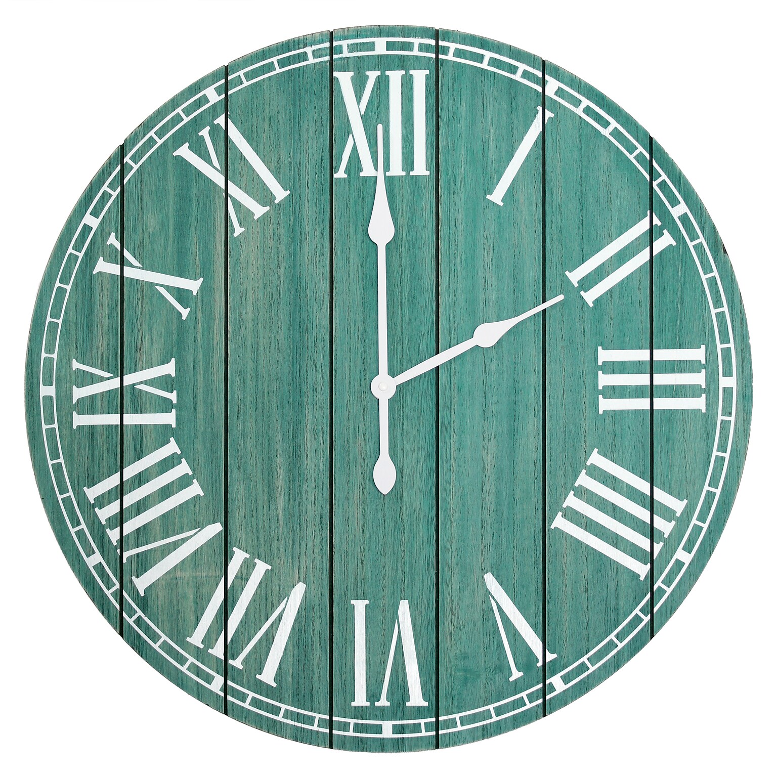 Elegant Designs Wood Plank 23 Large Rustic Coastal Wall Clock, Dark Aqua Wash (HG2003-DAW)