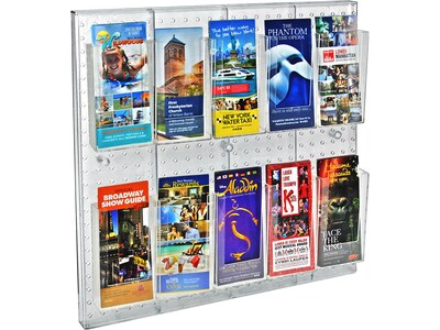 Azar Pegboard 10-Pocket Wall Brochure Holder, 24 x 24, Clear (700680)