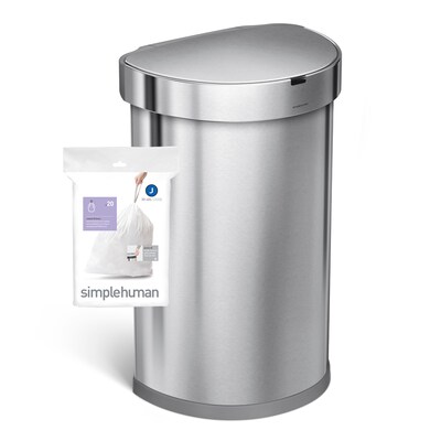 simplehuman Code V Custom Fit Drawstring Trash Bags in Dispenser Packs, 60  Count, 16-18 Liter / 4.2-4.8 Gallon, Clear