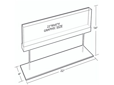 Azar Sign Holder, 22 x 6, Horizontal, Clear/Chrome Acrylic (104568)