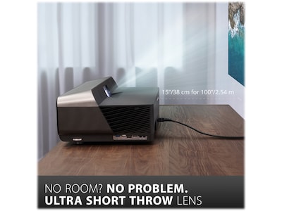 ViewSonic Ultra-Short Throw 4K UHD Projector with 2400 LED Lumens, USB-C, Bluetooth Speakers and Wi-Fi, Black (X1000-4K)