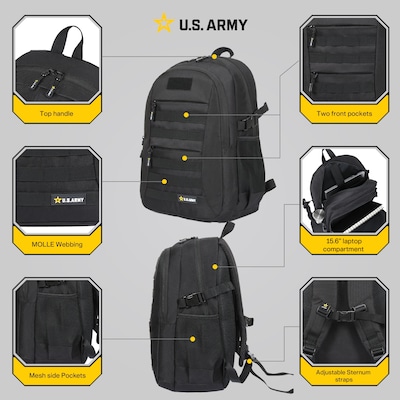 US Army ZULU Laptop Backpack, Large, Black (USBZUL18BLK)